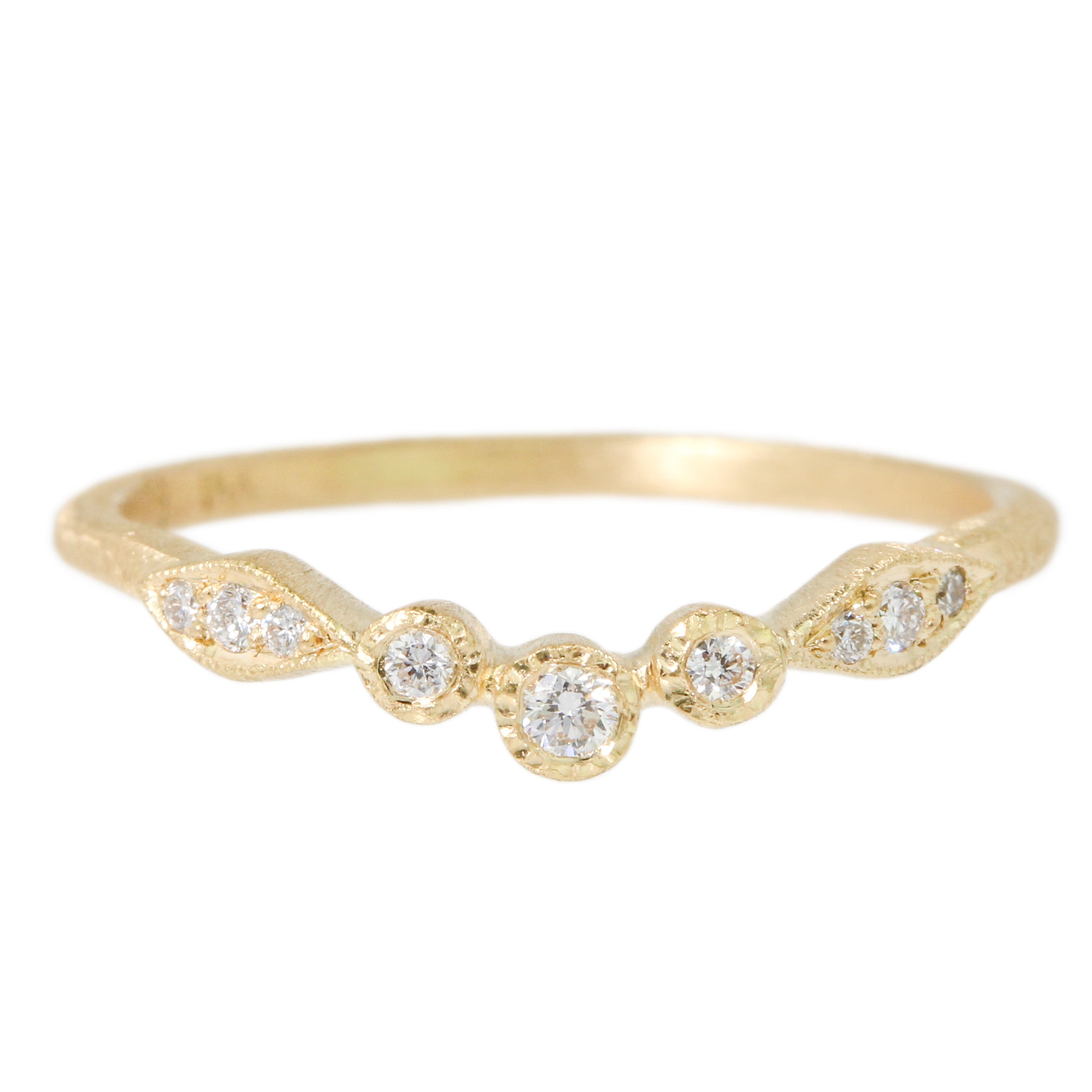 Three Bezel + Leaf Ring