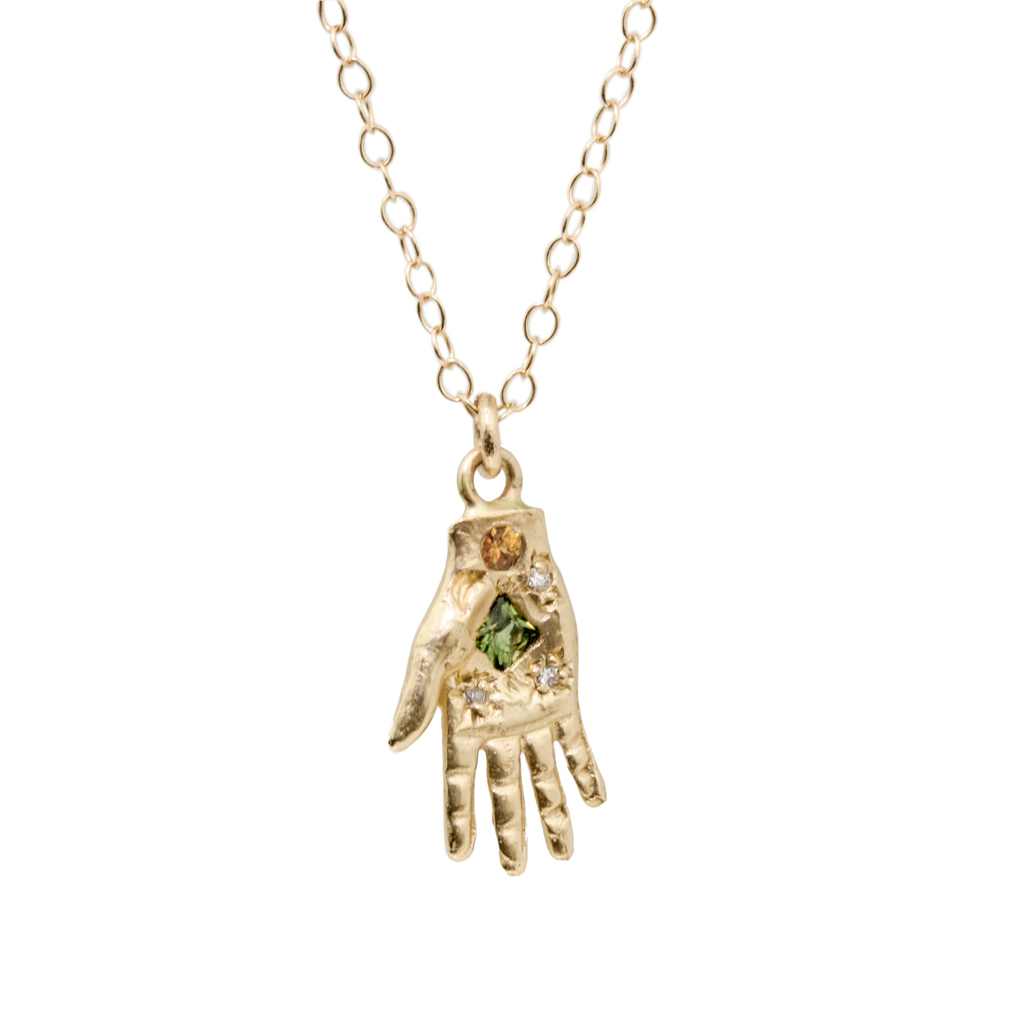 Helping Hand Green Sapphire Necklace