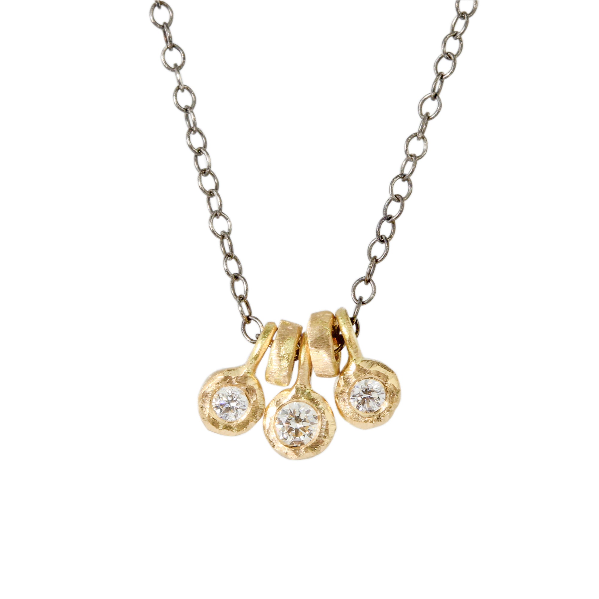 3-Bezel Diamond Drop Necklace