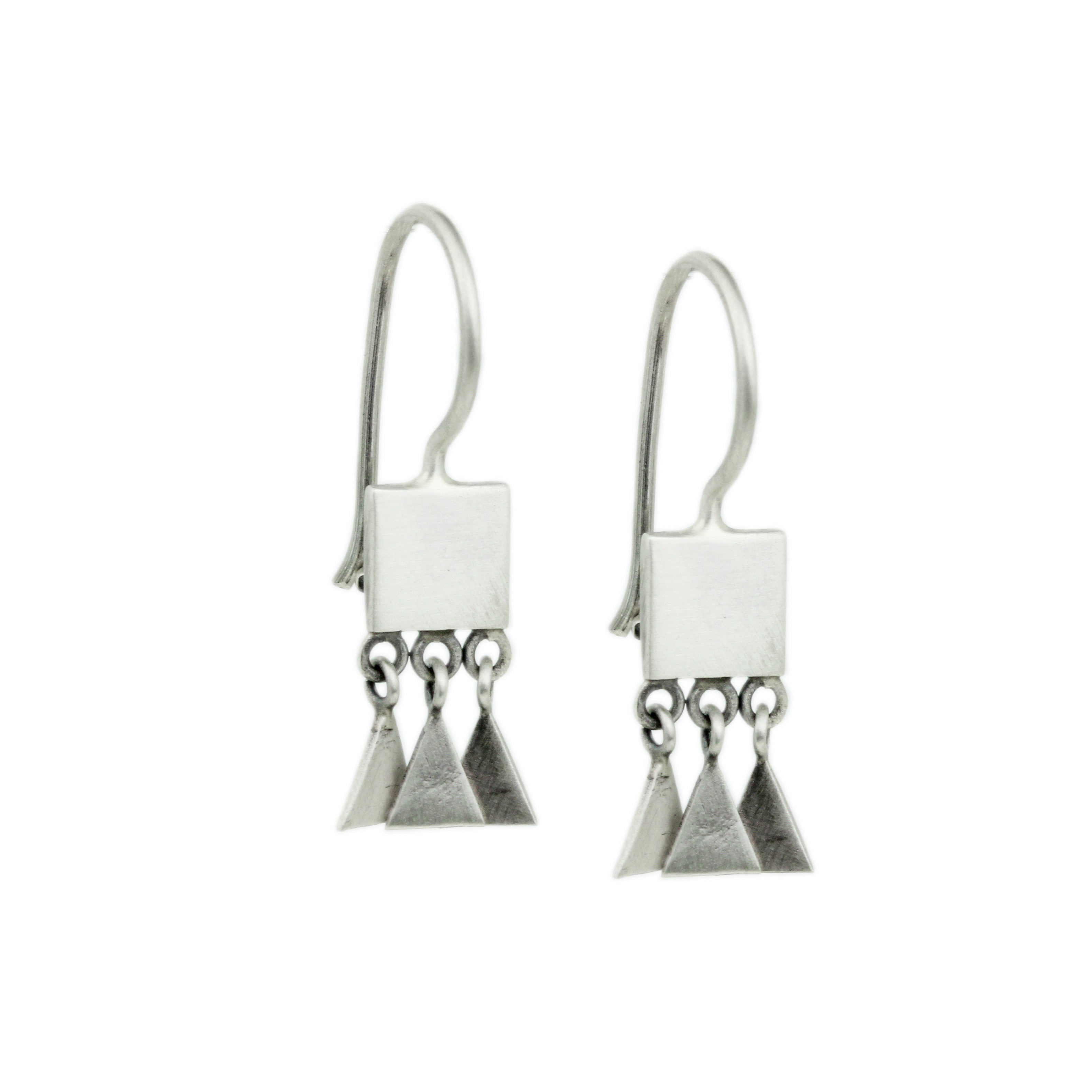 Tiny Square and Triangle Drop Earrings