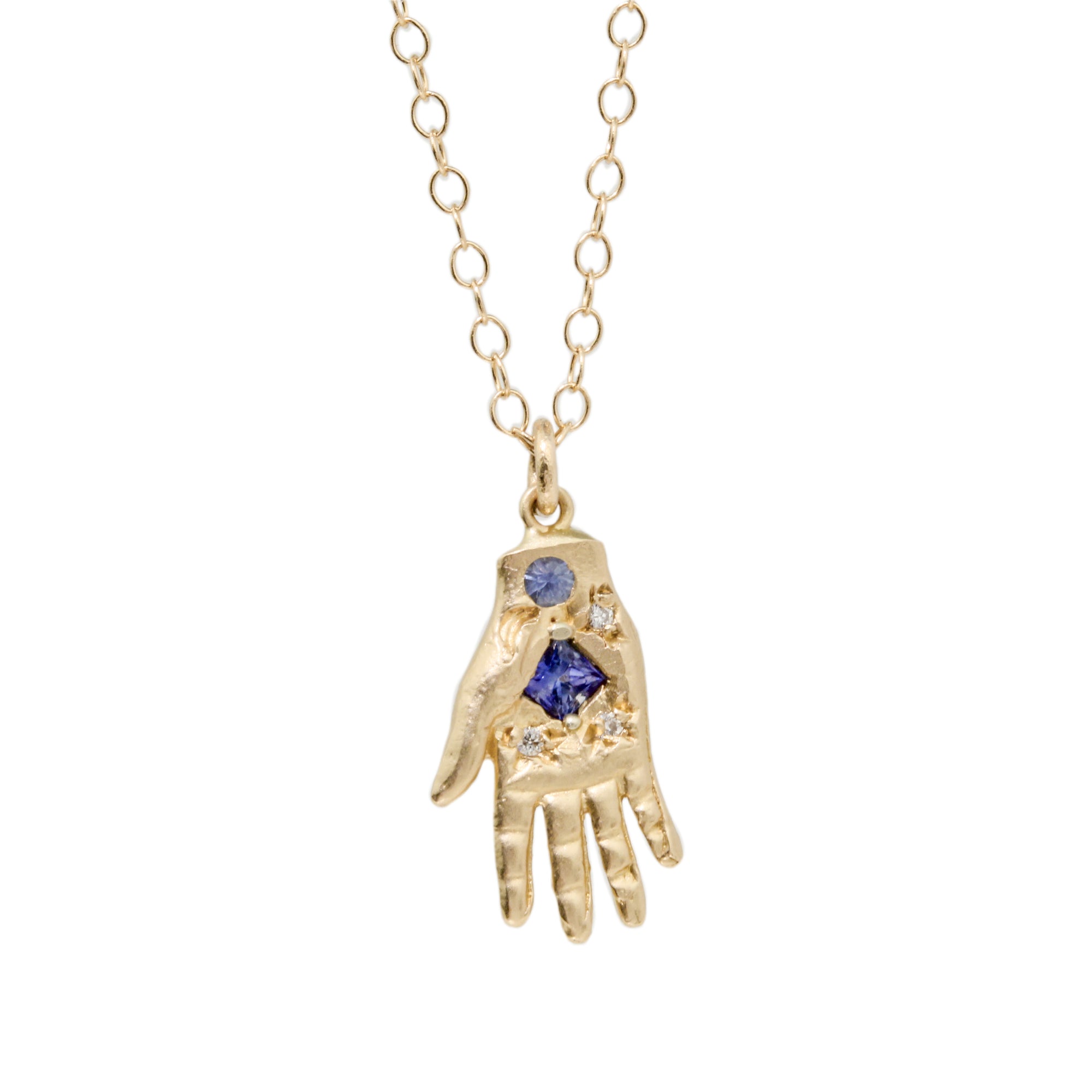 Helping Hand Blue Sapphire Necklace
