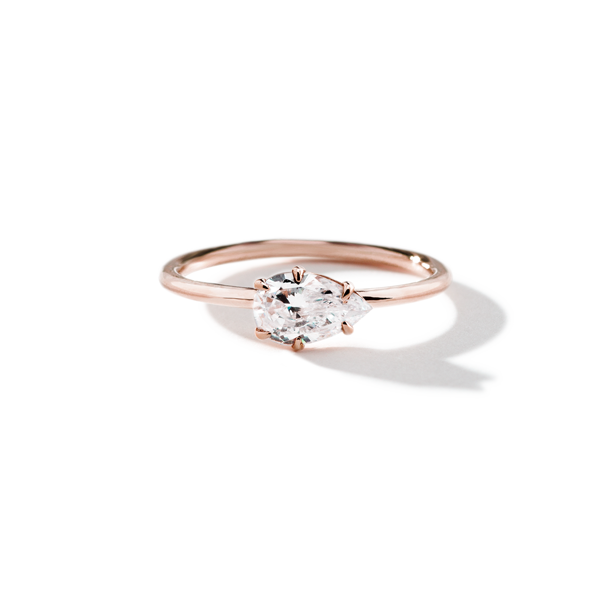 ILA Pear 18K Rose Gold Engagement Ring East West