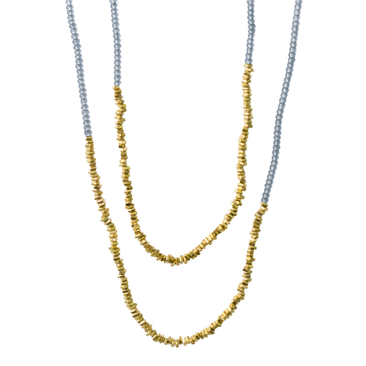 Double Gold Bead Cluster Necklace