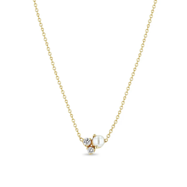 White Pearl and Diamond Trio Necklace