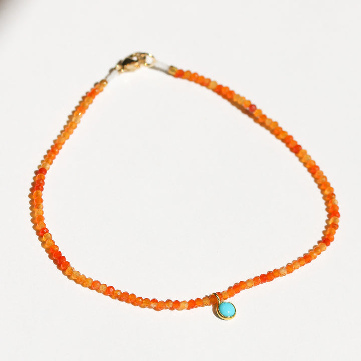 Carnelian + Turquoise Charm Bracelet