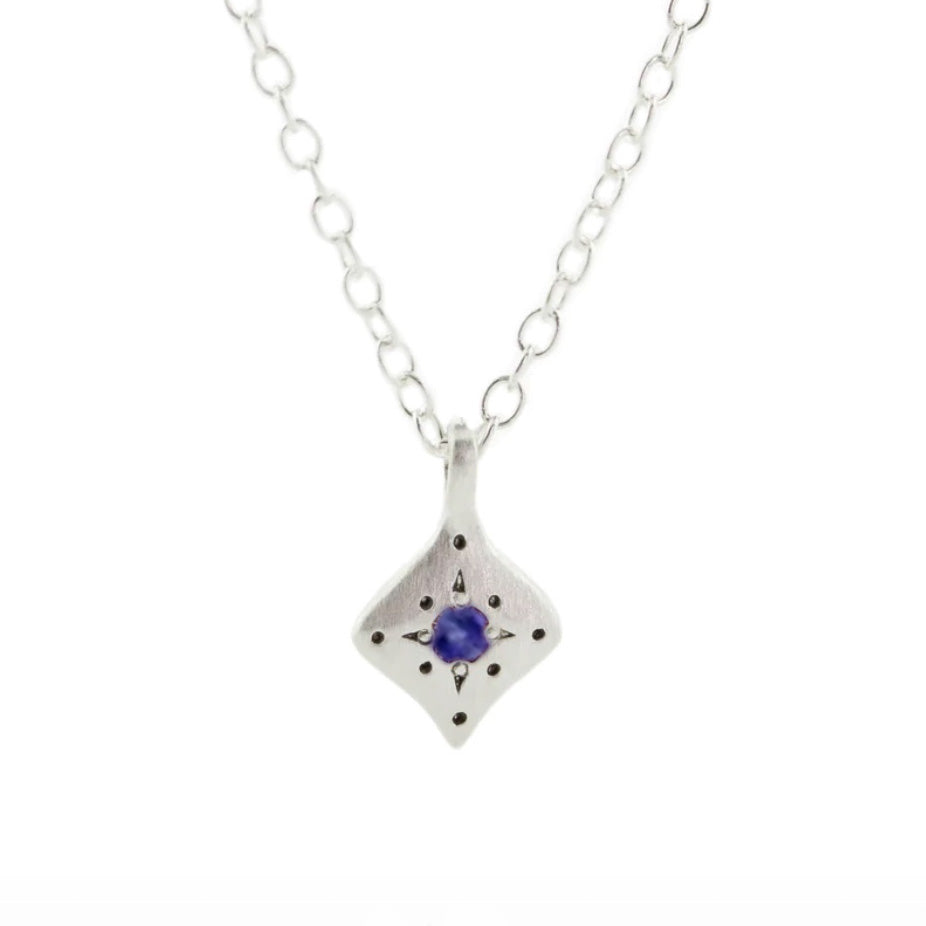 Silver Nights Blue Sapphire Charm Necklace