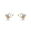 White Pearl and Diamond Stud Earrings
