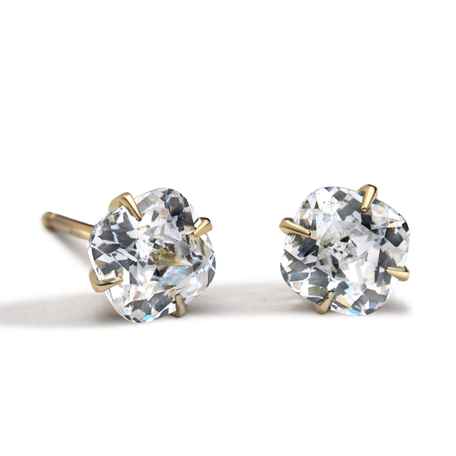 14K Yellow Gold Cushion Studs