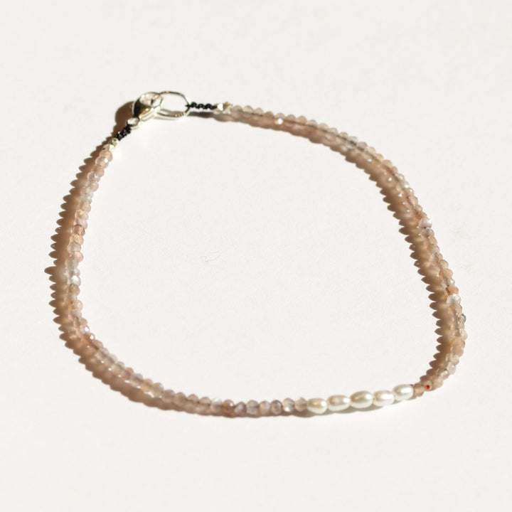 Chocolate Moonstone + Pearls Bracelet