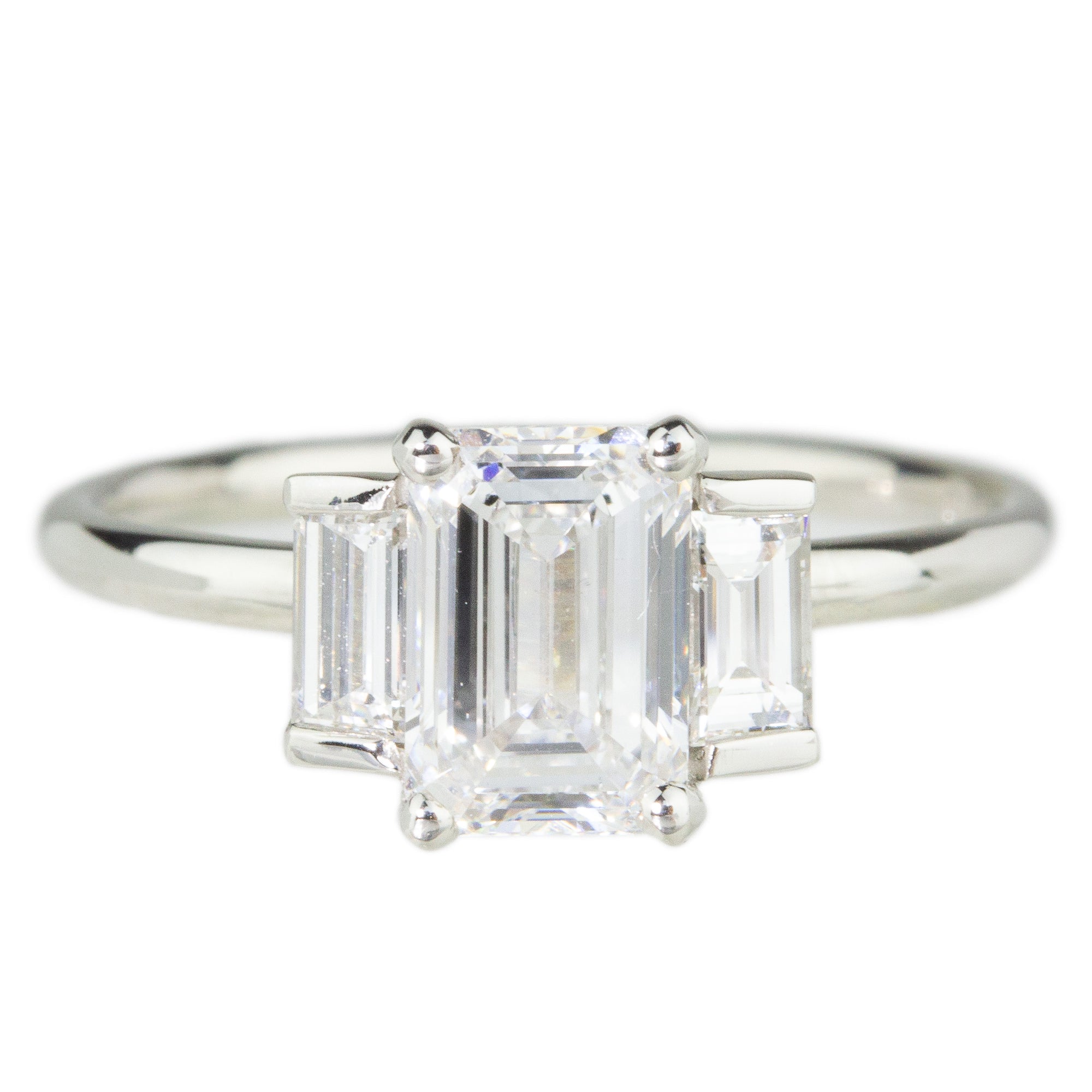 Trinity Emerald + Baguette Diamond Ring