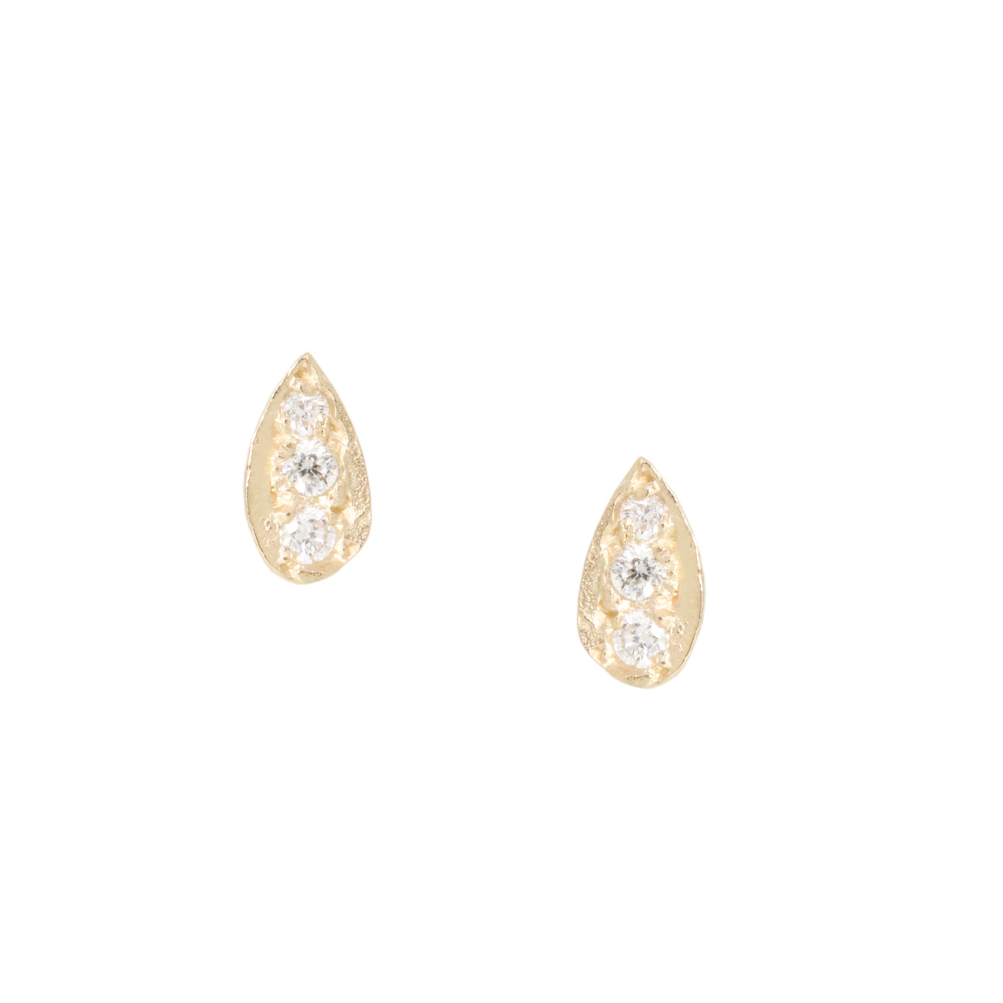 Medium Leaf Diamond Stud Earrings