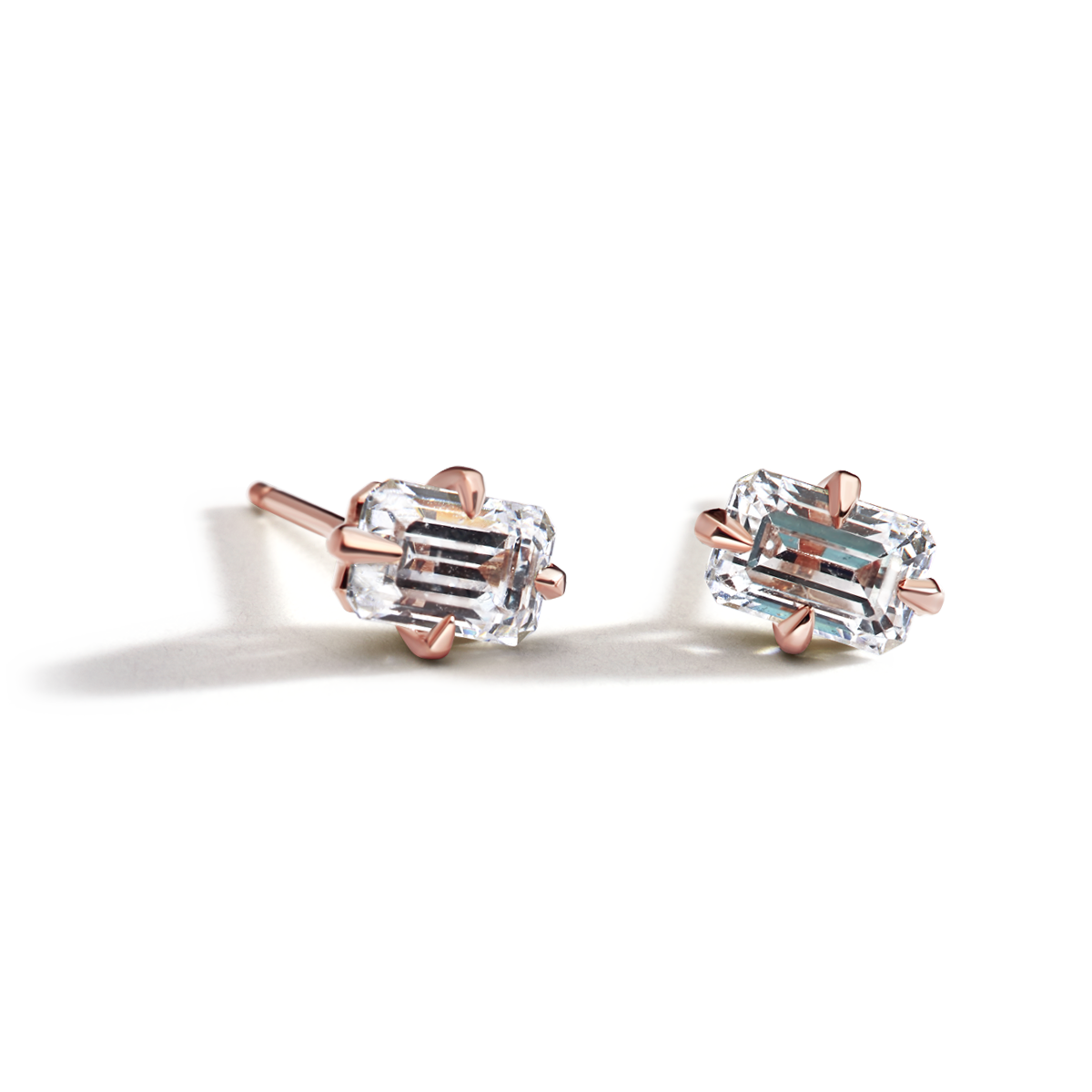 14K Rose Gold Emerald Studs