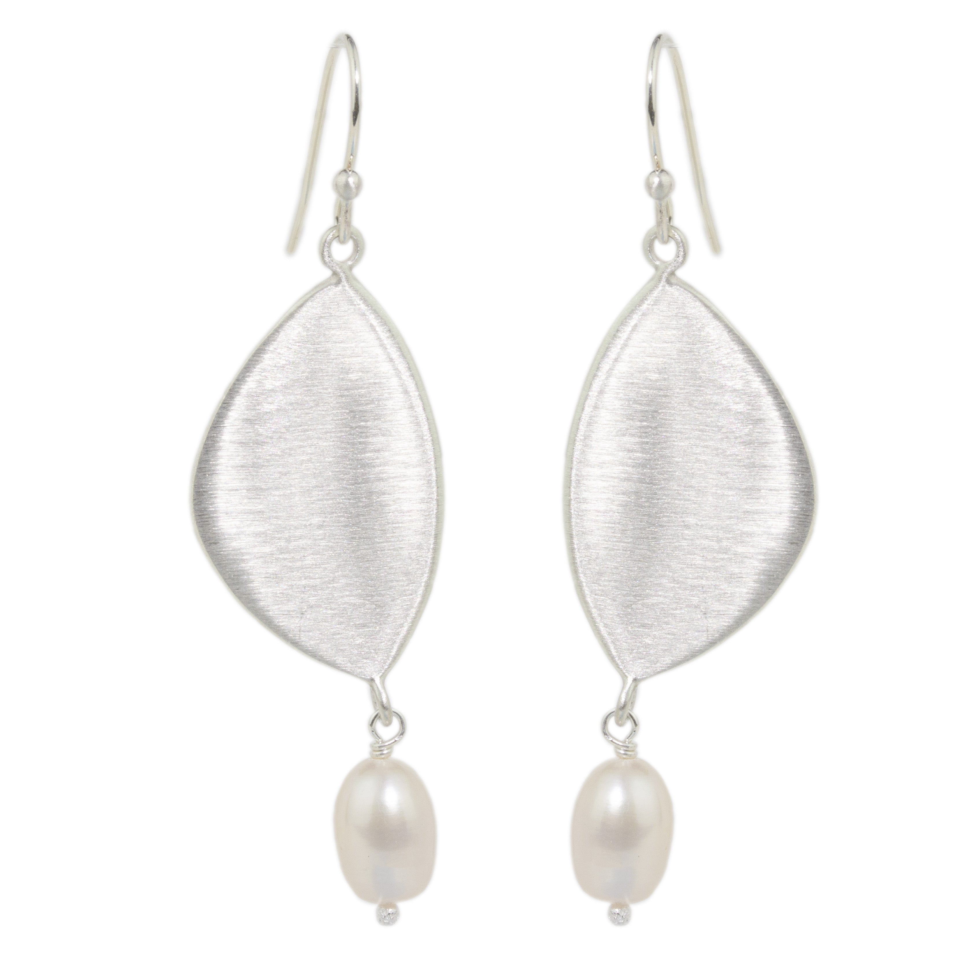 Asymmetrical Disc with Pearl Earrings