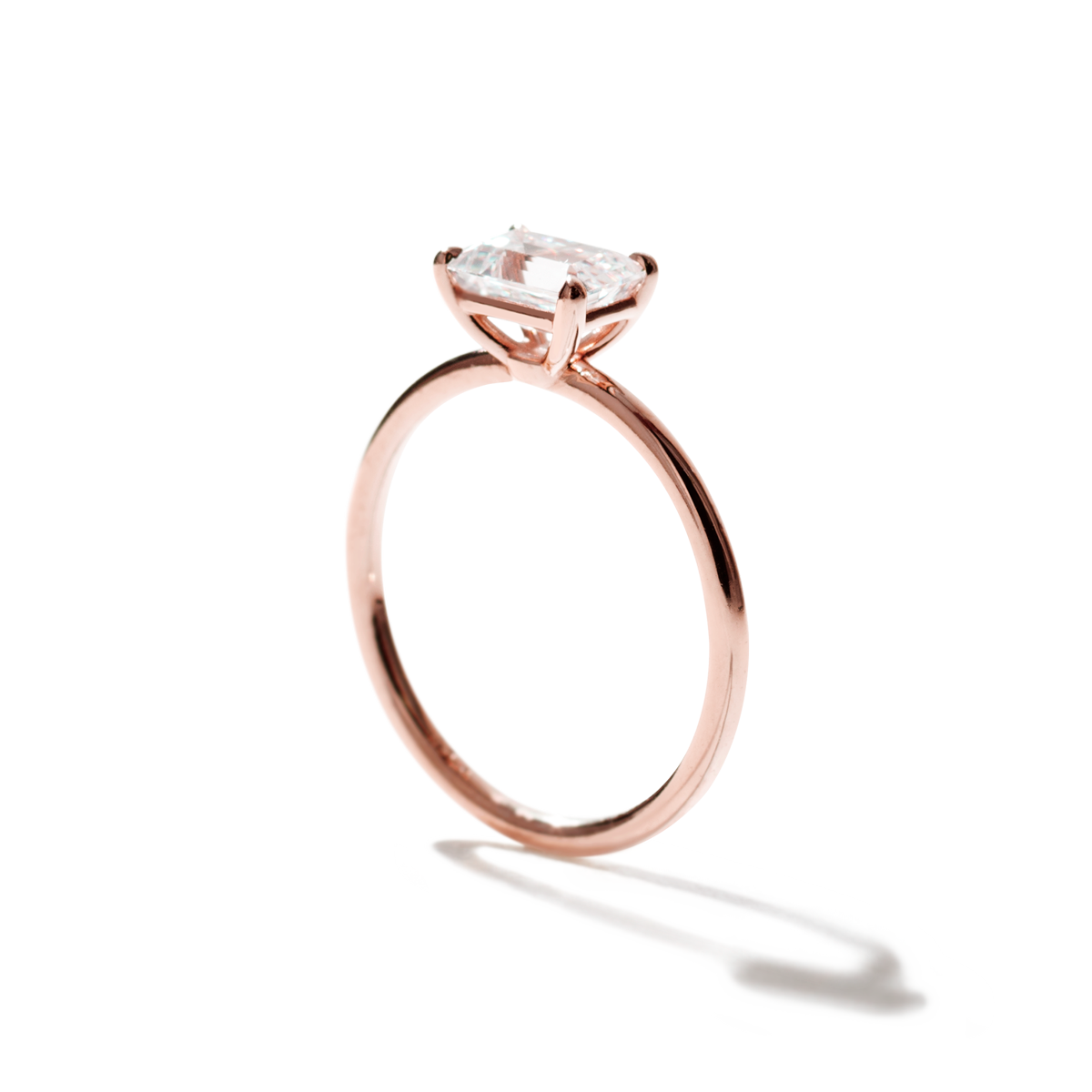 ILA Emerald 18K Rose Gold Engagement Ring East West