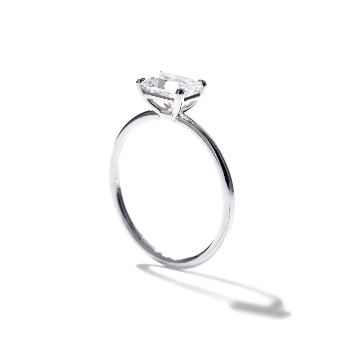 ILA Emerald 18K White Gold Platinum Engagement Ring East West