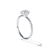 18K White Gold Platinum Oval Pave Solitaire Engagement Ring