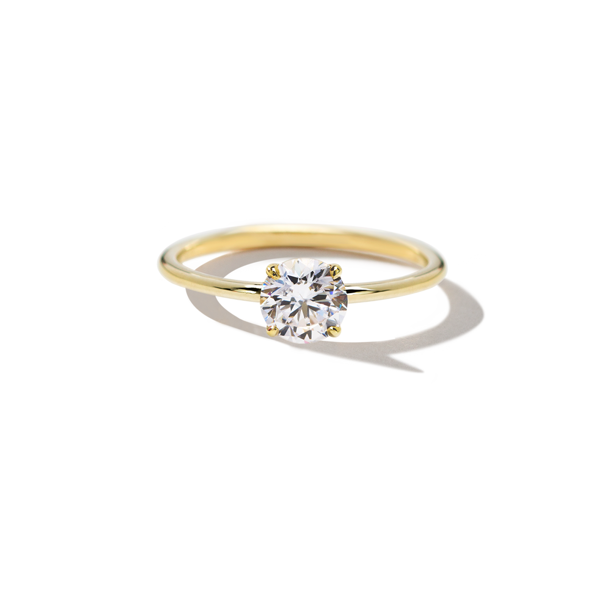 ILA 18K Yellow Gold Round Hidden Halo Pave Engagement Ring