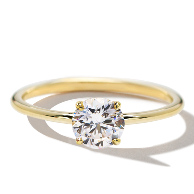 18K Yellow Gold Round Engagement Ring
