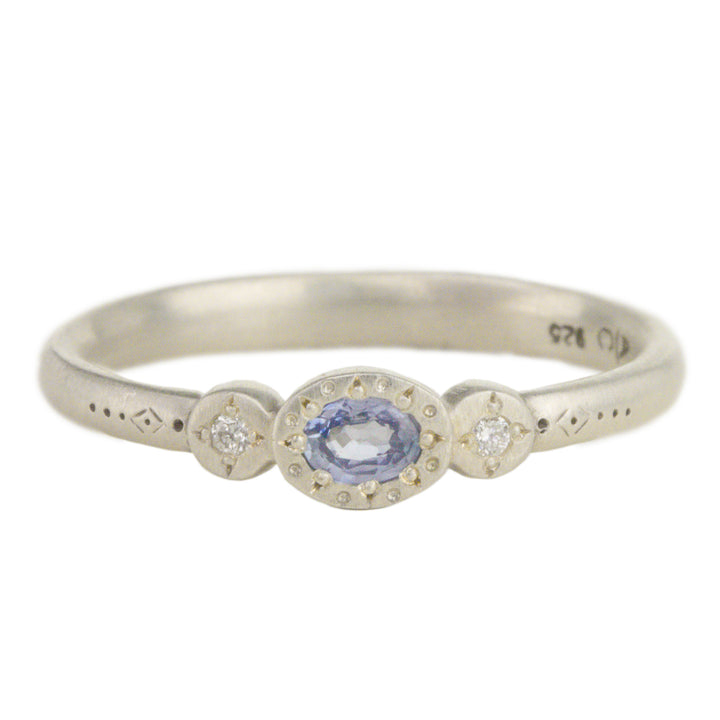Oval & Round Blue Sapphire Charm Ring