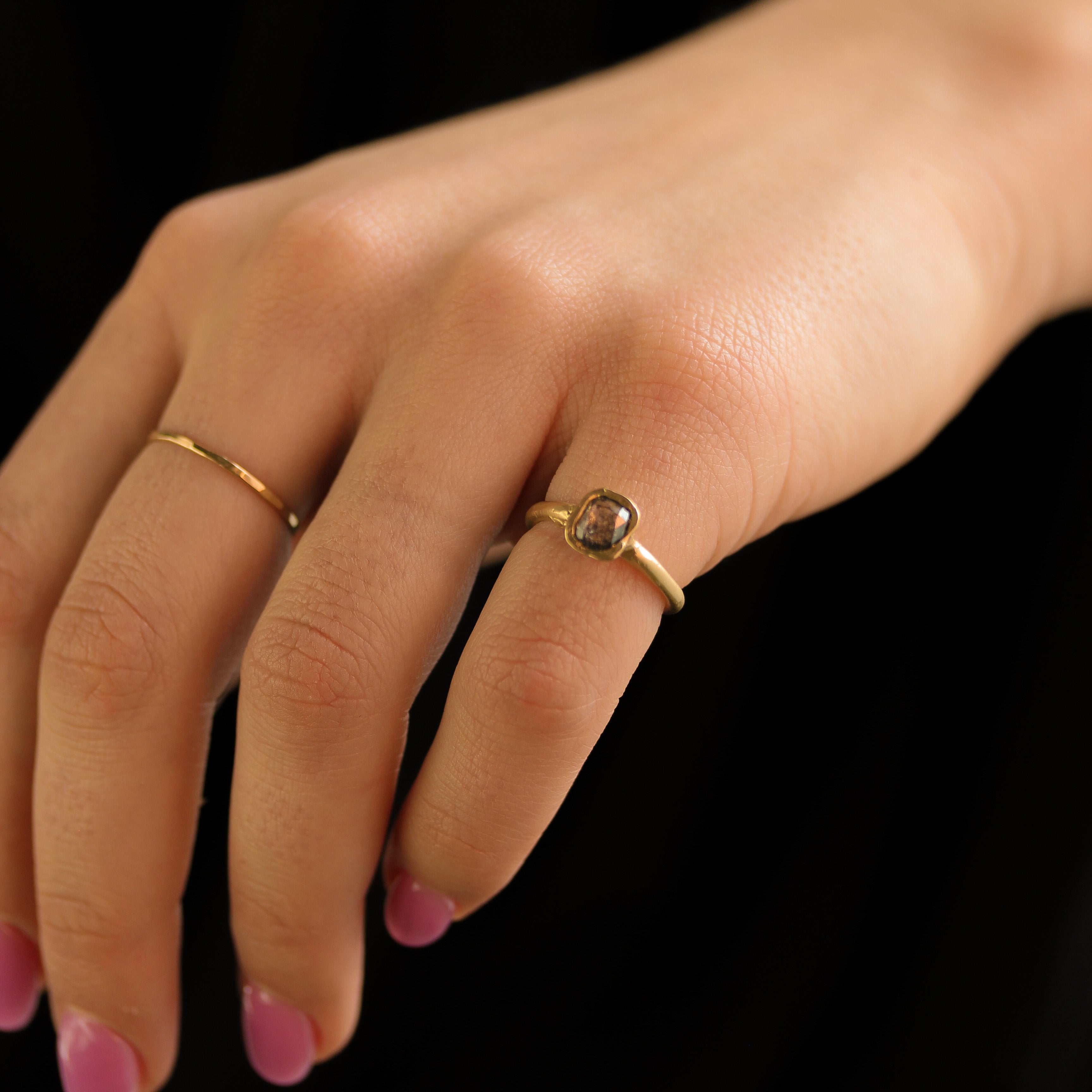 Rustic Salt + Pepper Diamond Ring