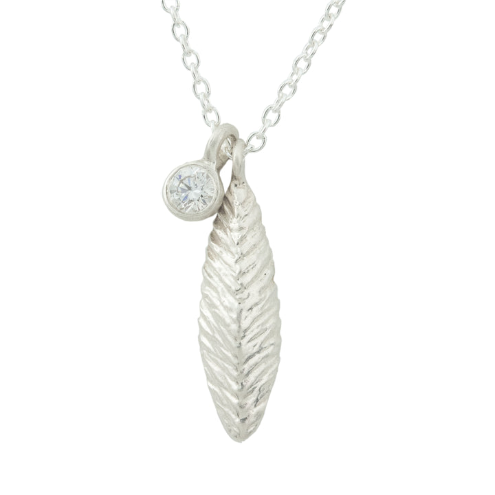 Leaf and Diamond Charm Necklace