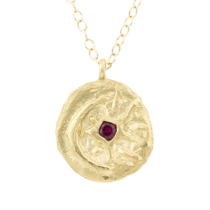 Crescent Ruby Star Necklace