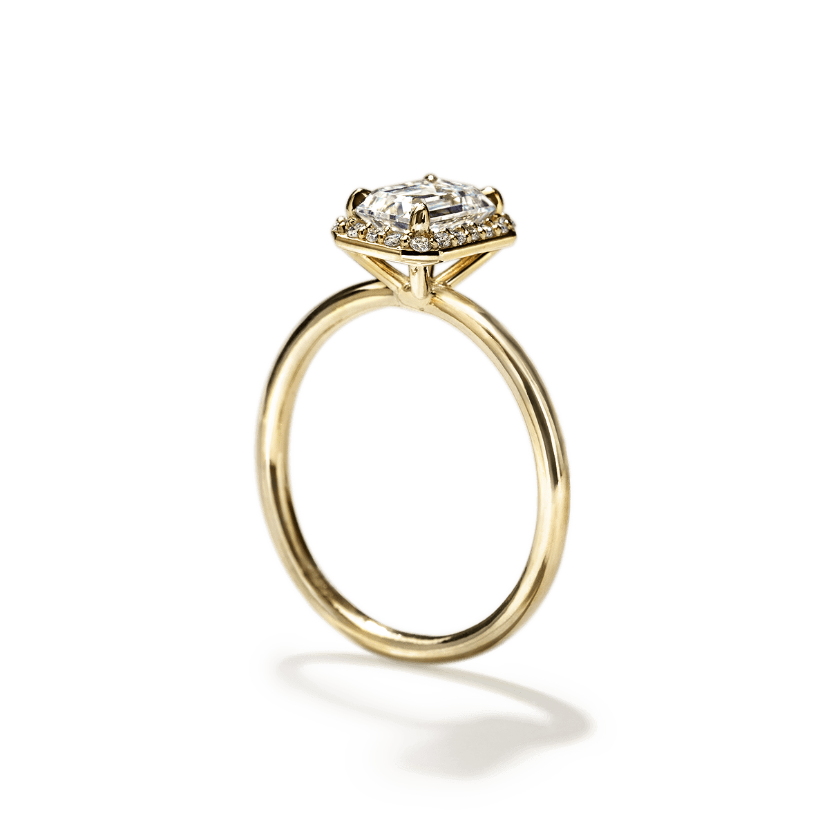 18K Yellow Gold Emerald Halo Engagement Ring