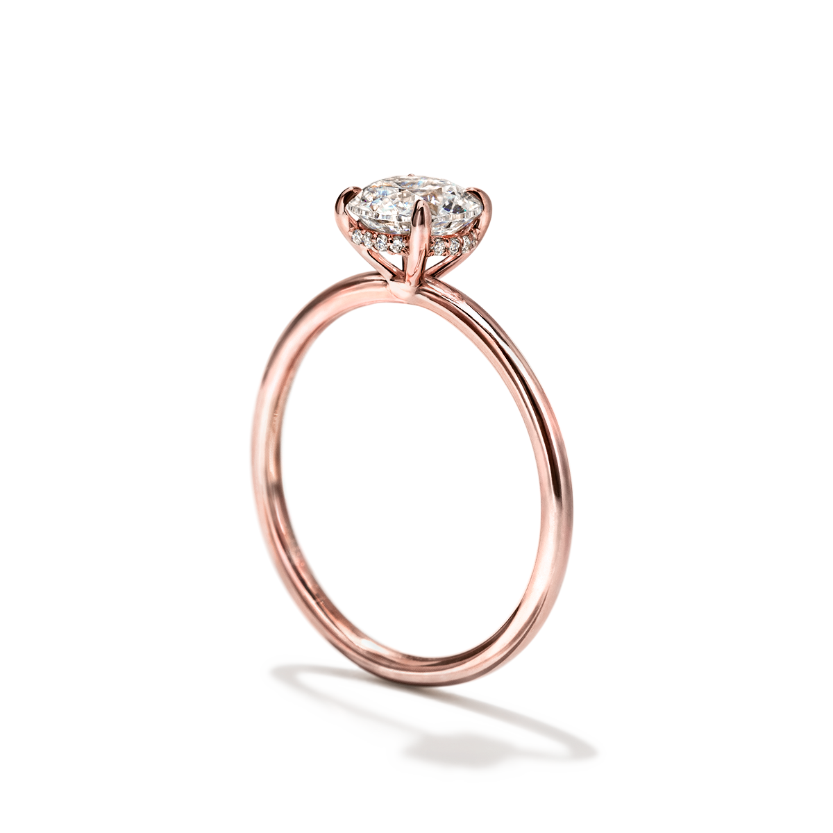 ILA 18K Rose Gold Round Hidden Halo Pave Engagement Ring