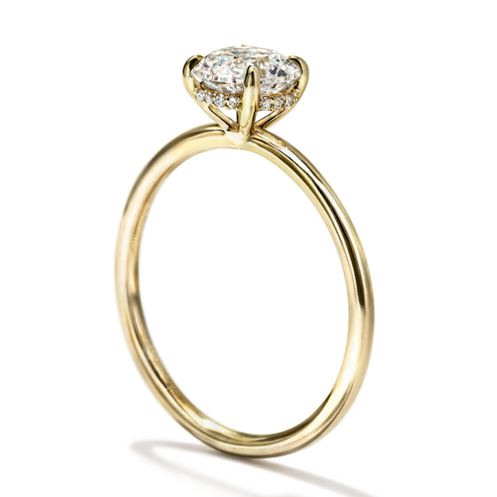 ILA 18K Yellow Gold Round Hidden Halo Pave Engagement Ring