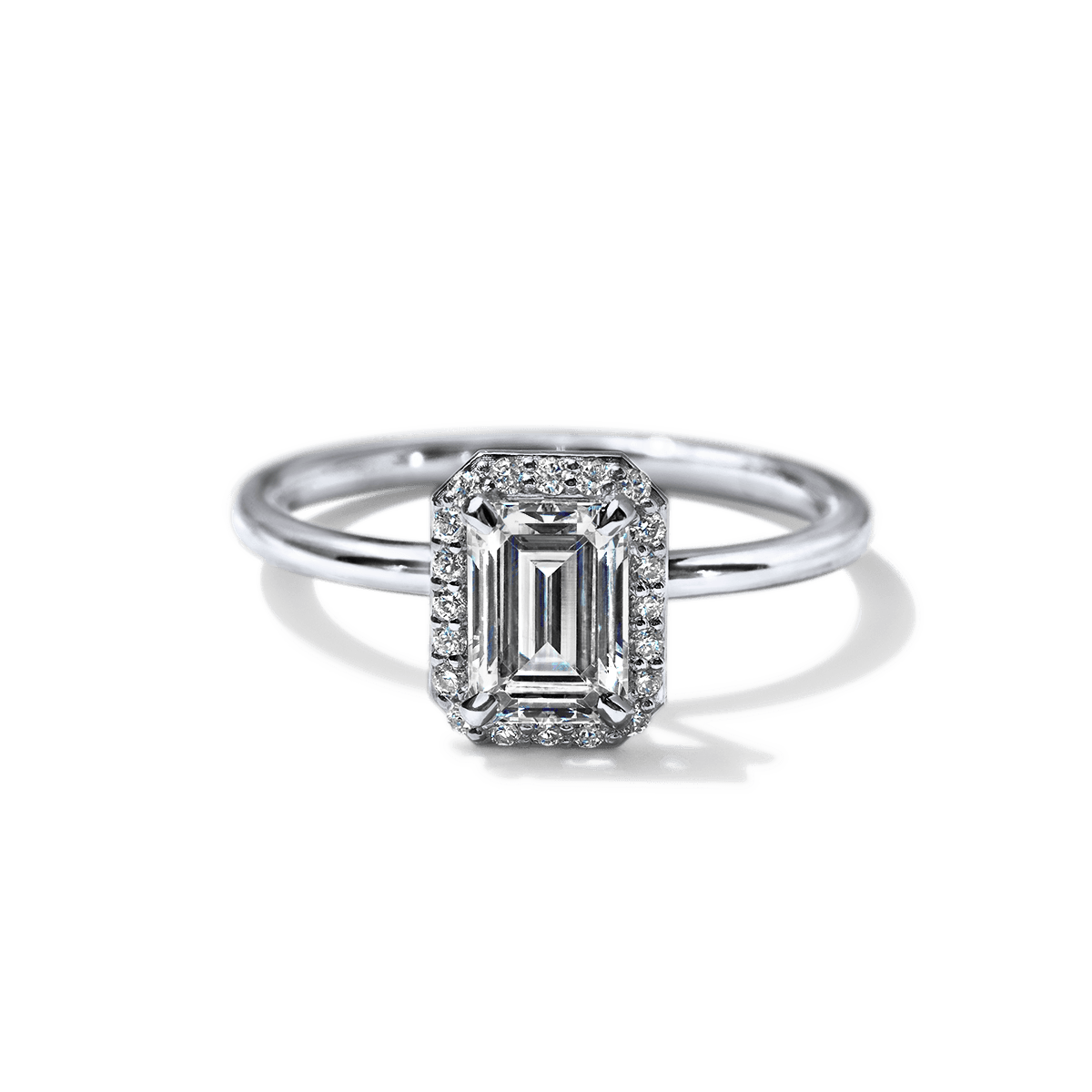 18K White Gold Platinum Emerald Halo Engagement Ring