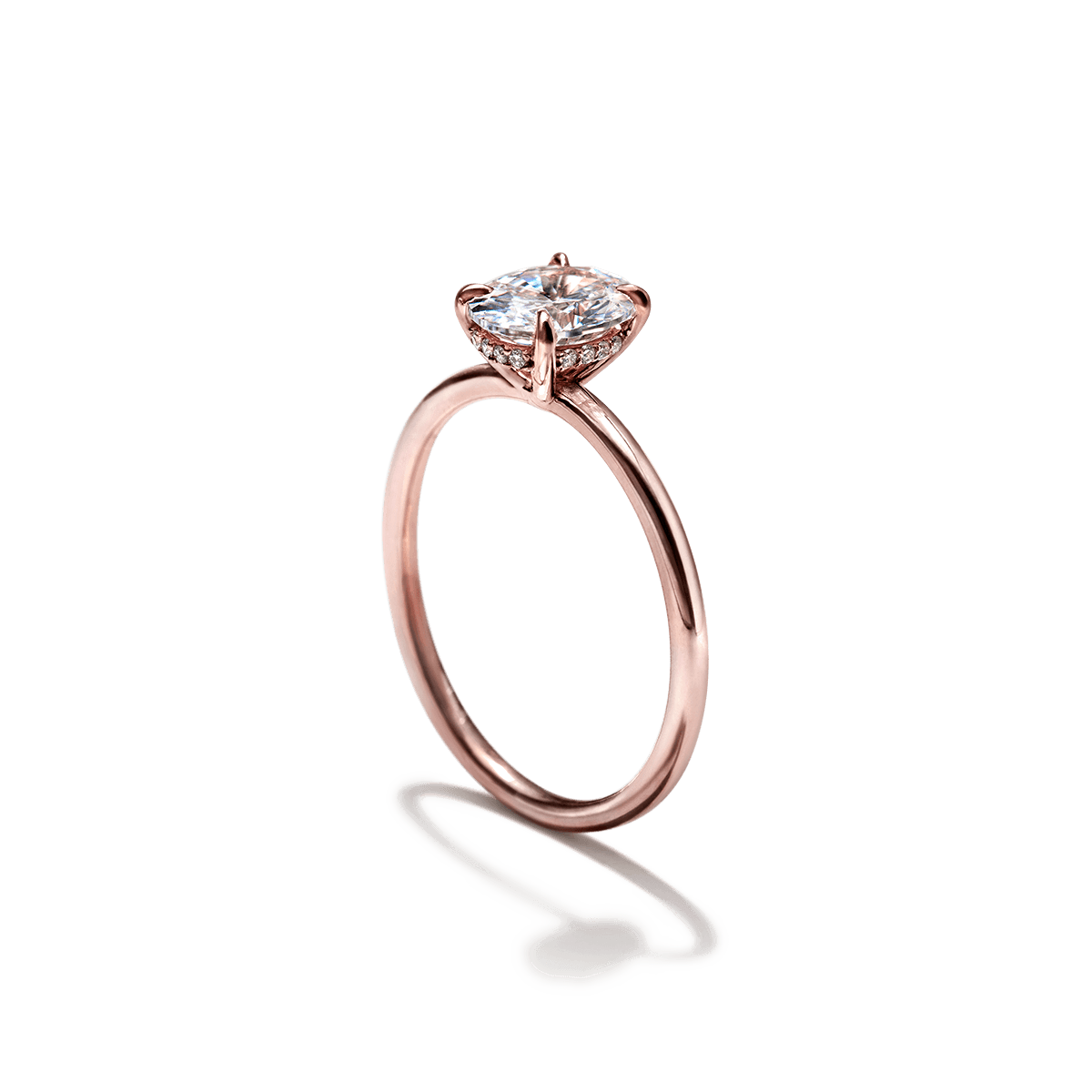 ILA 18K Rose Gold Oval Hidden Halo Pave Engagement Ring