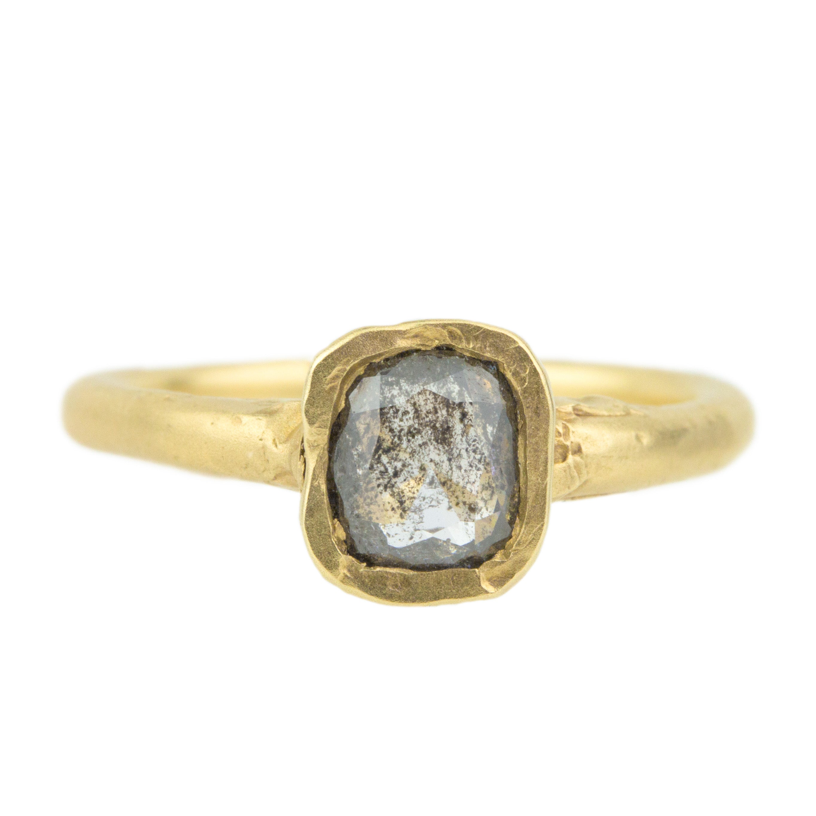 Rustic Salt + Pepper Diamond Ring