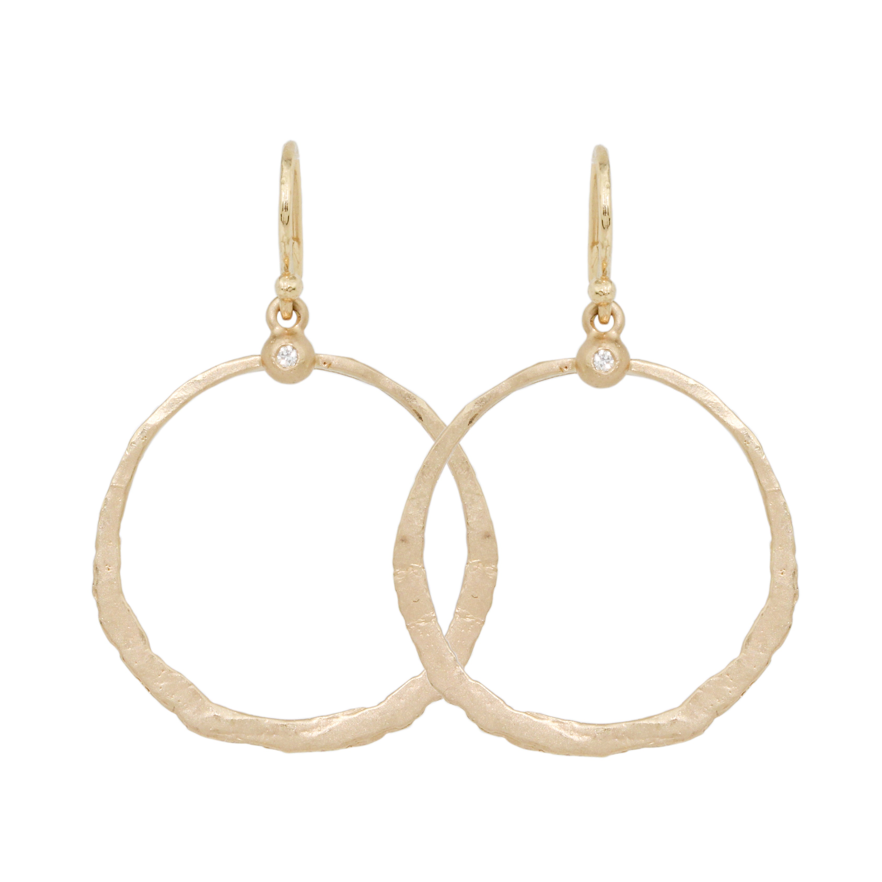Hammered Hoops w. Diamond Earrings-Victoria Cunningham