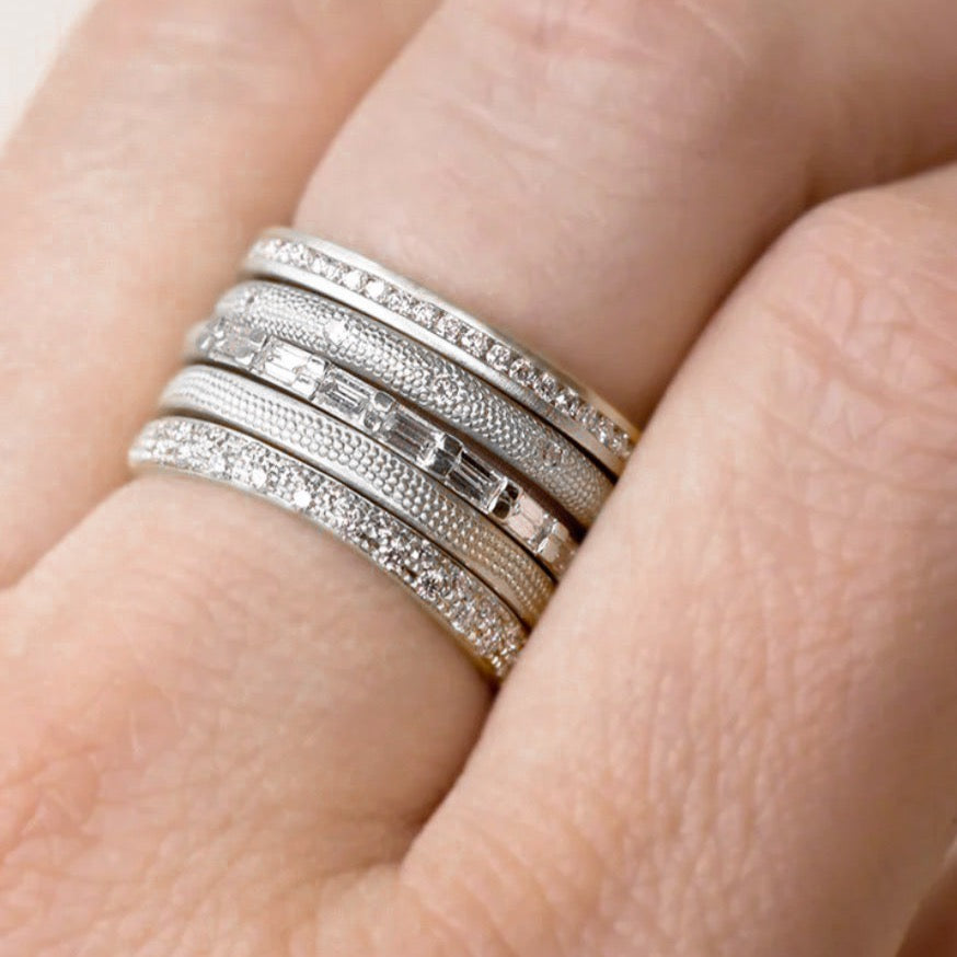 Narrow Pavé Diamond Half Eternity Band-Anne Sportun