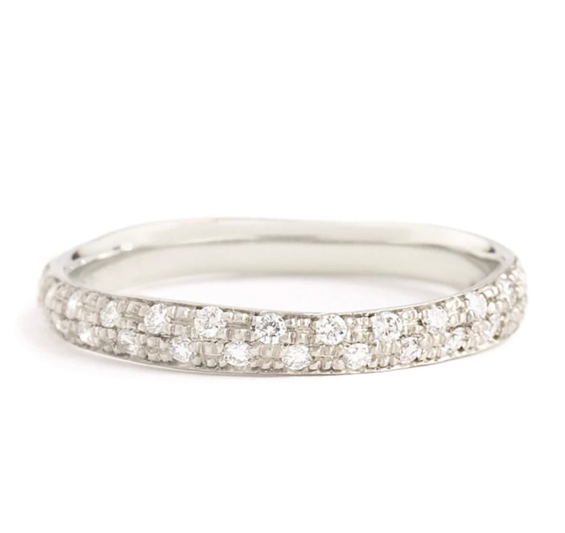 Narrow Pavé Diamond Half Eternity Band-Anne Sportun