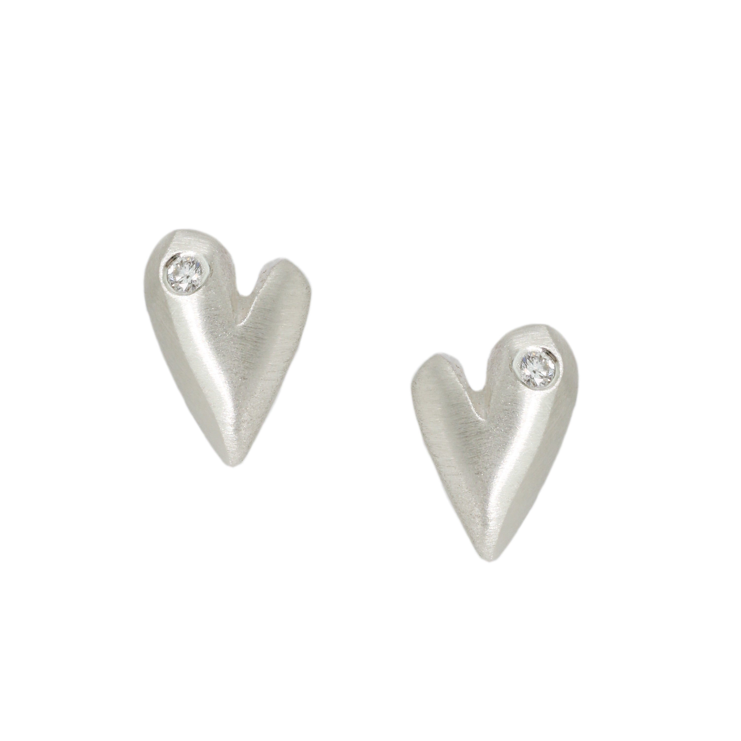 Puff Diamond Heart Stud Earrings-Philippa Roberts