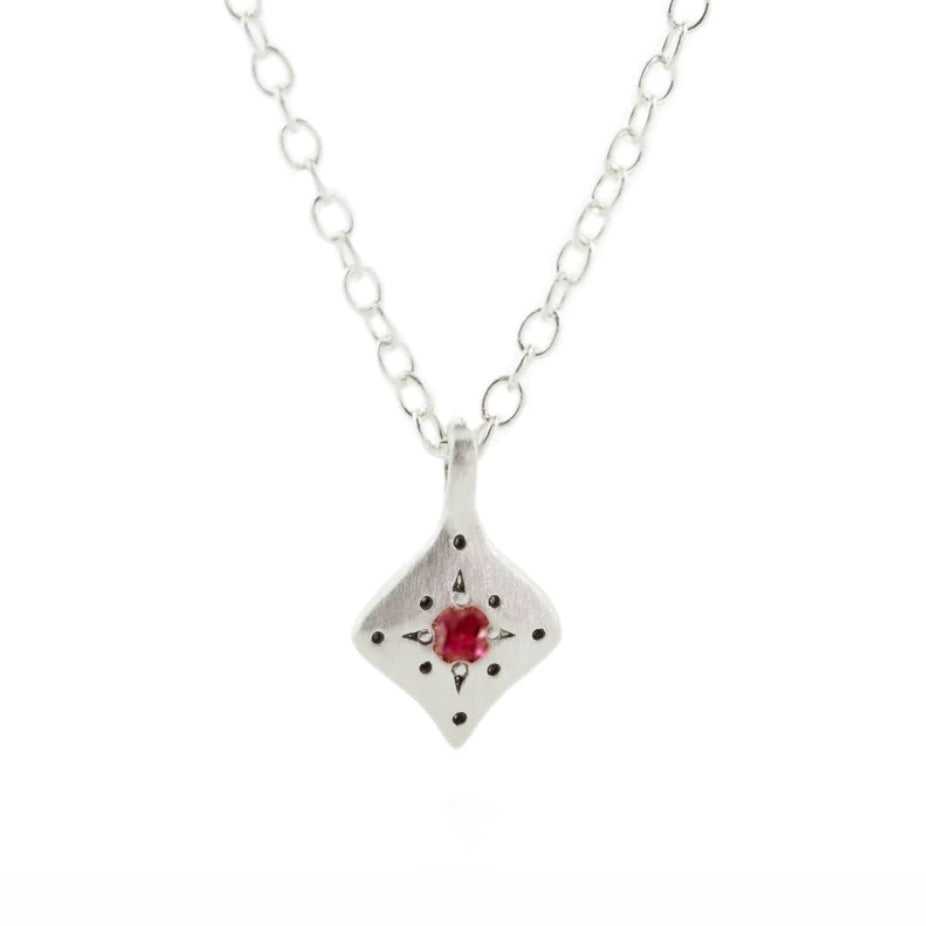 Silver Nights Ruby Charm Necklace-Adel Chefridi