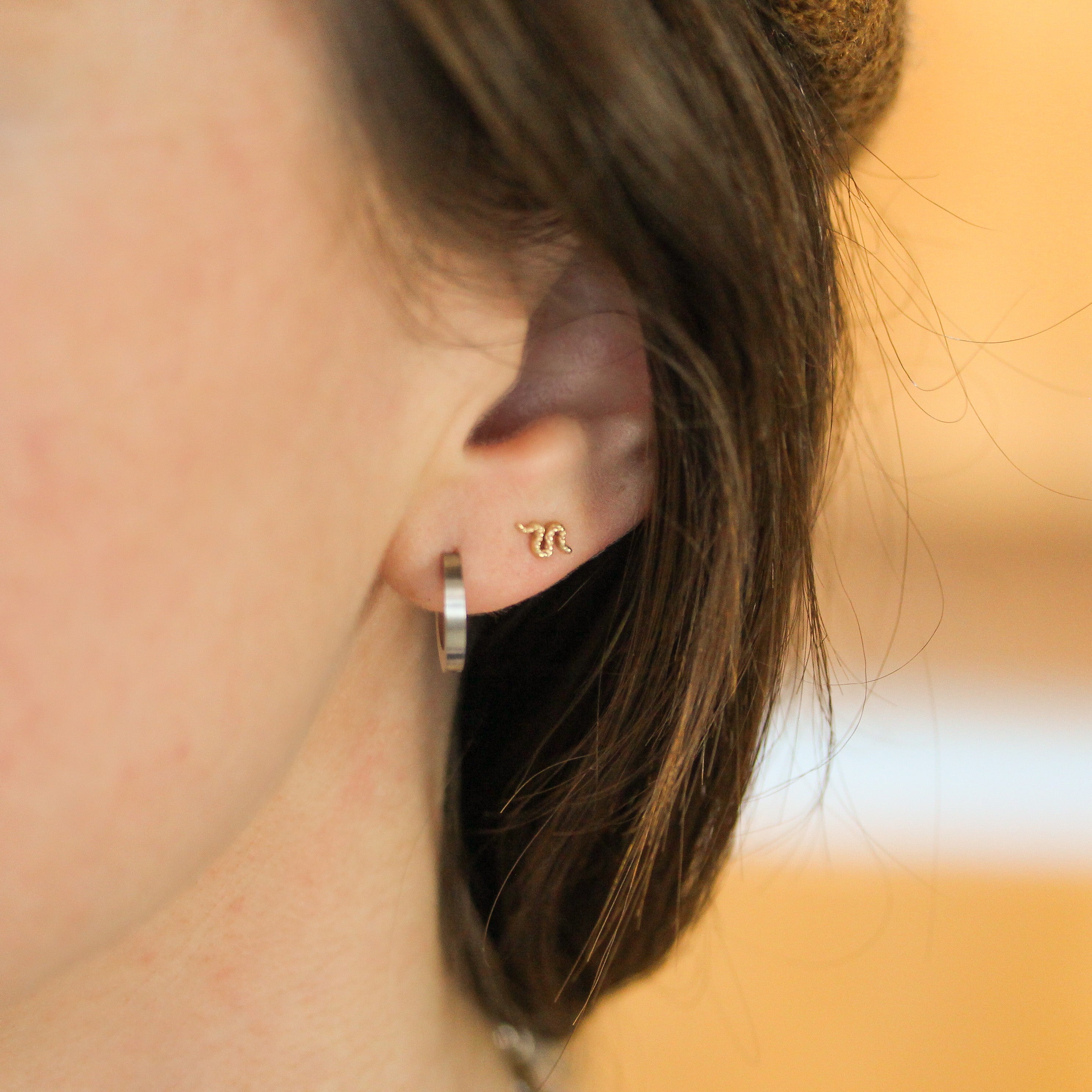 Stainless Steel Squared Huggie Hoops-Chemistry Jewelry