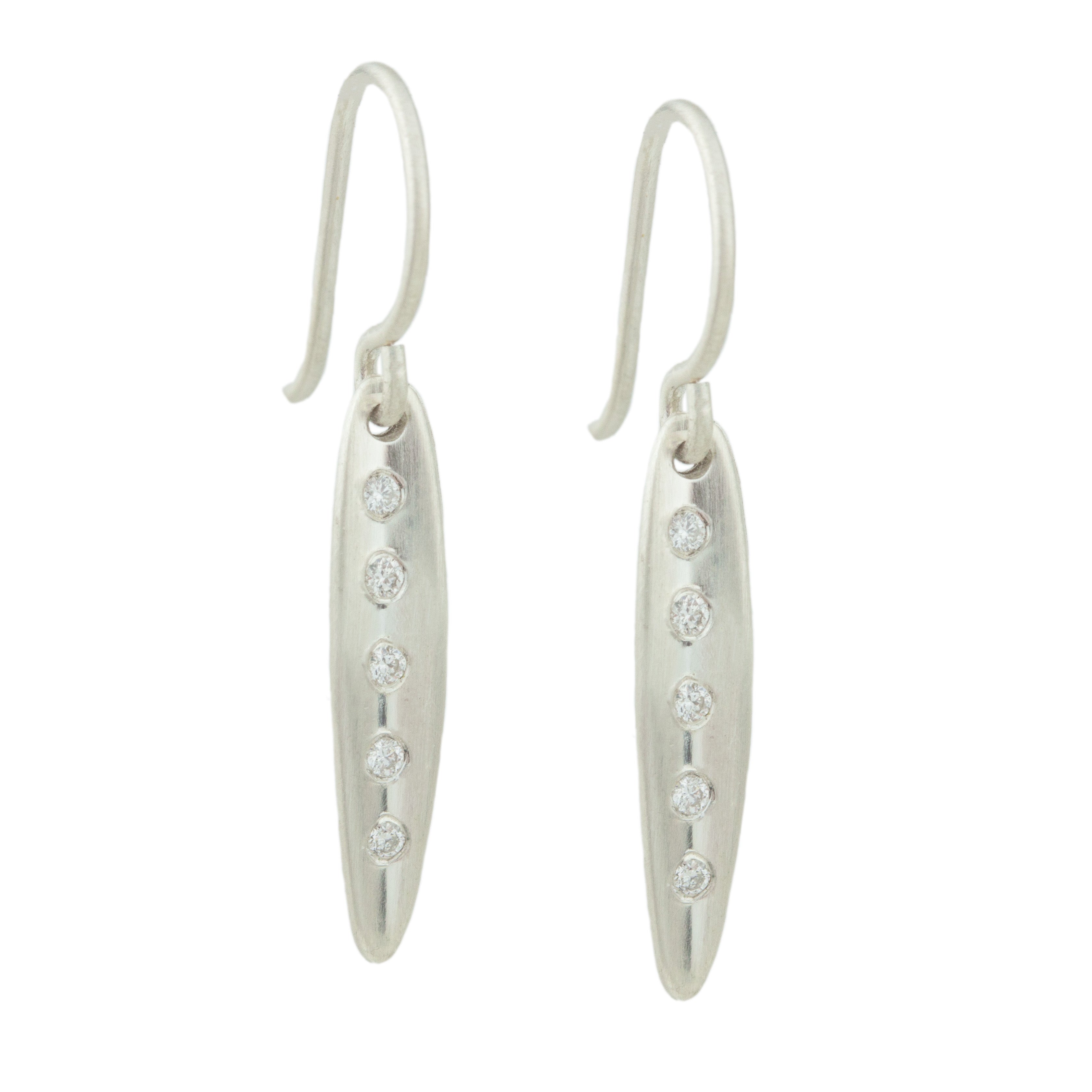 Tiny Diamond Leaf Earrings-Branch